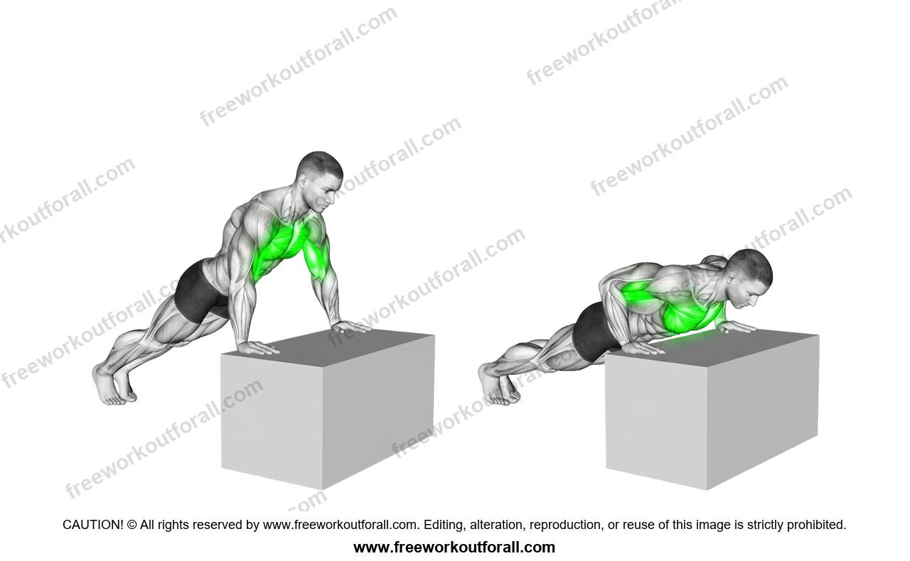 أداء تمرين الضغط للصدر السفلي (Incline Push-Ups)